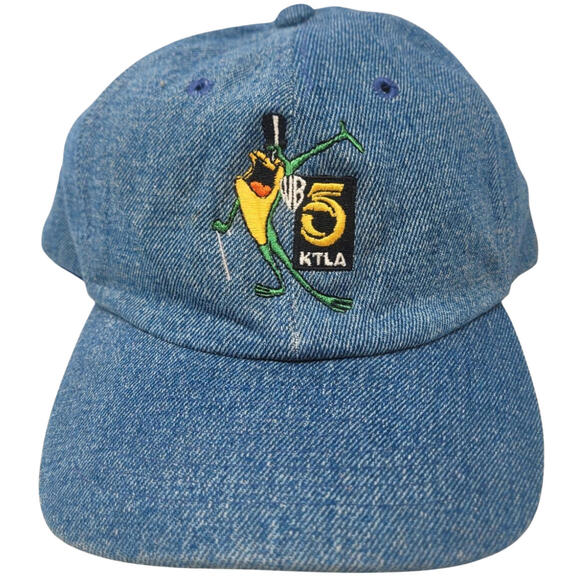 Vintage KTLA 5 Warner Brothers WB Hat Cap Snapback Denim Los Angeles Frog